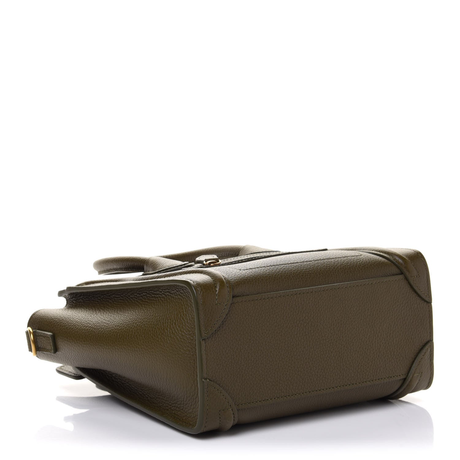 Celine Drummed Calfskin Nano Luggage Olive 4 of 11
