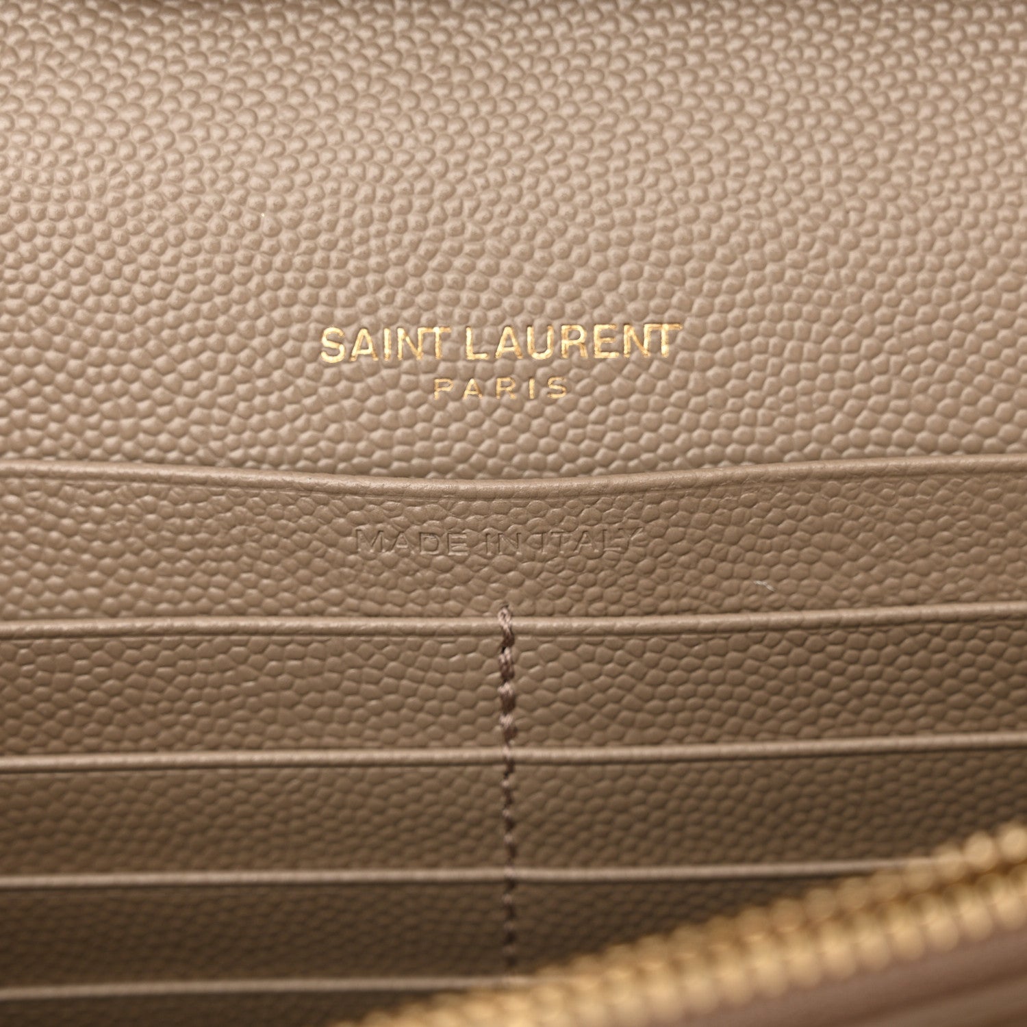 Saint Laurent Grain De Poudre Matelasse Chevron Monogram Envelope Chain Wallet Dusty Grey 6 of 11