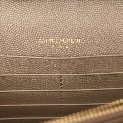 Saint Laurent Grain De Poudre Matelasse Chevron Monogram Envelope Chain Wallet Dusty Grey 6 of 11