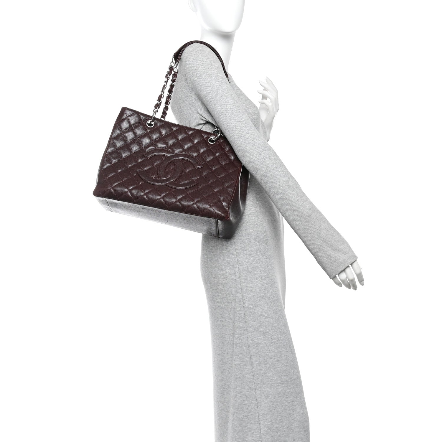 Chanel Caviar Quilted Grand Shopping Tote GST Dark Bordeaux 2 of 11