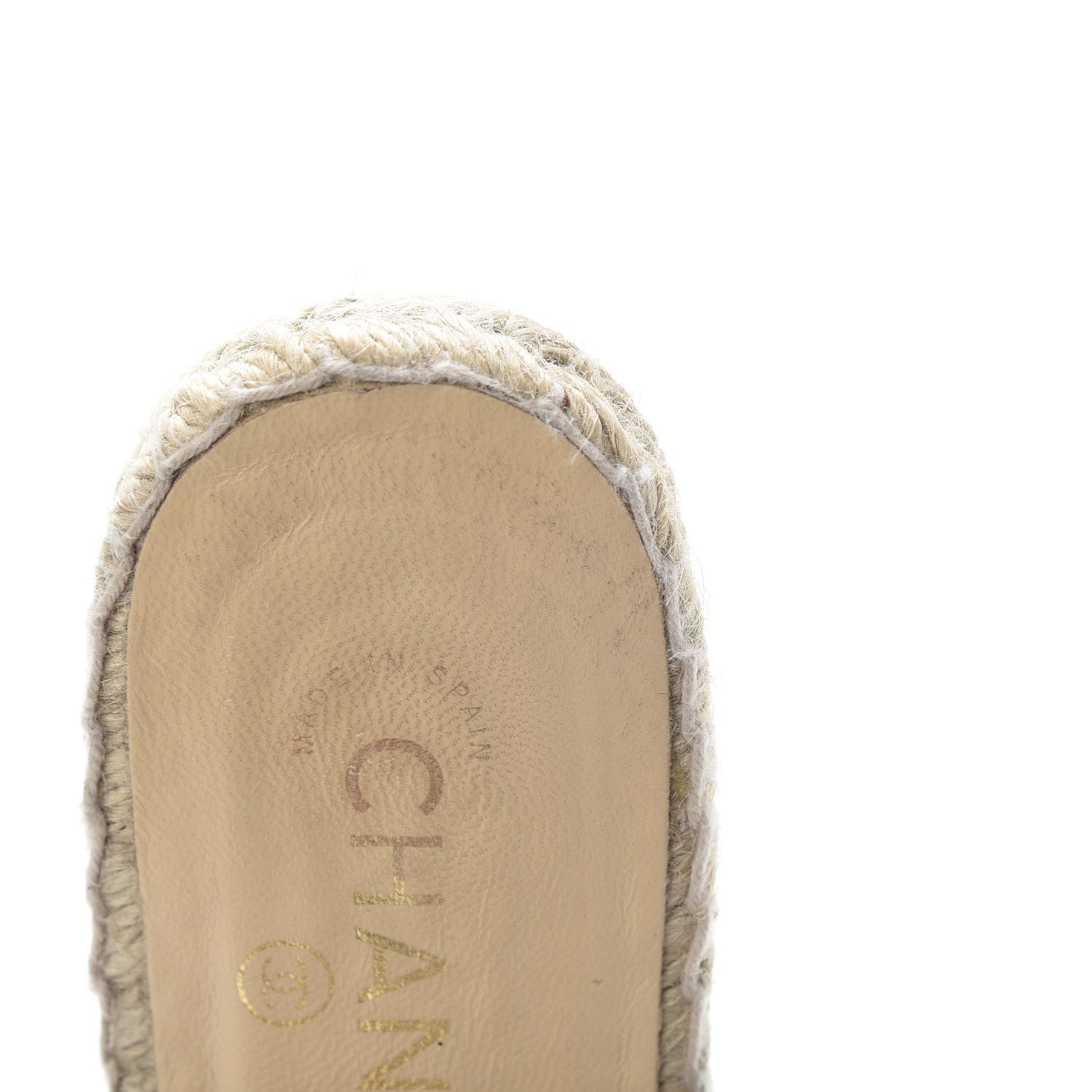 Chanel Lambskin Grosgrain Quilted CC Chain Espadrille Mules 39 Beige Black 11 of 11