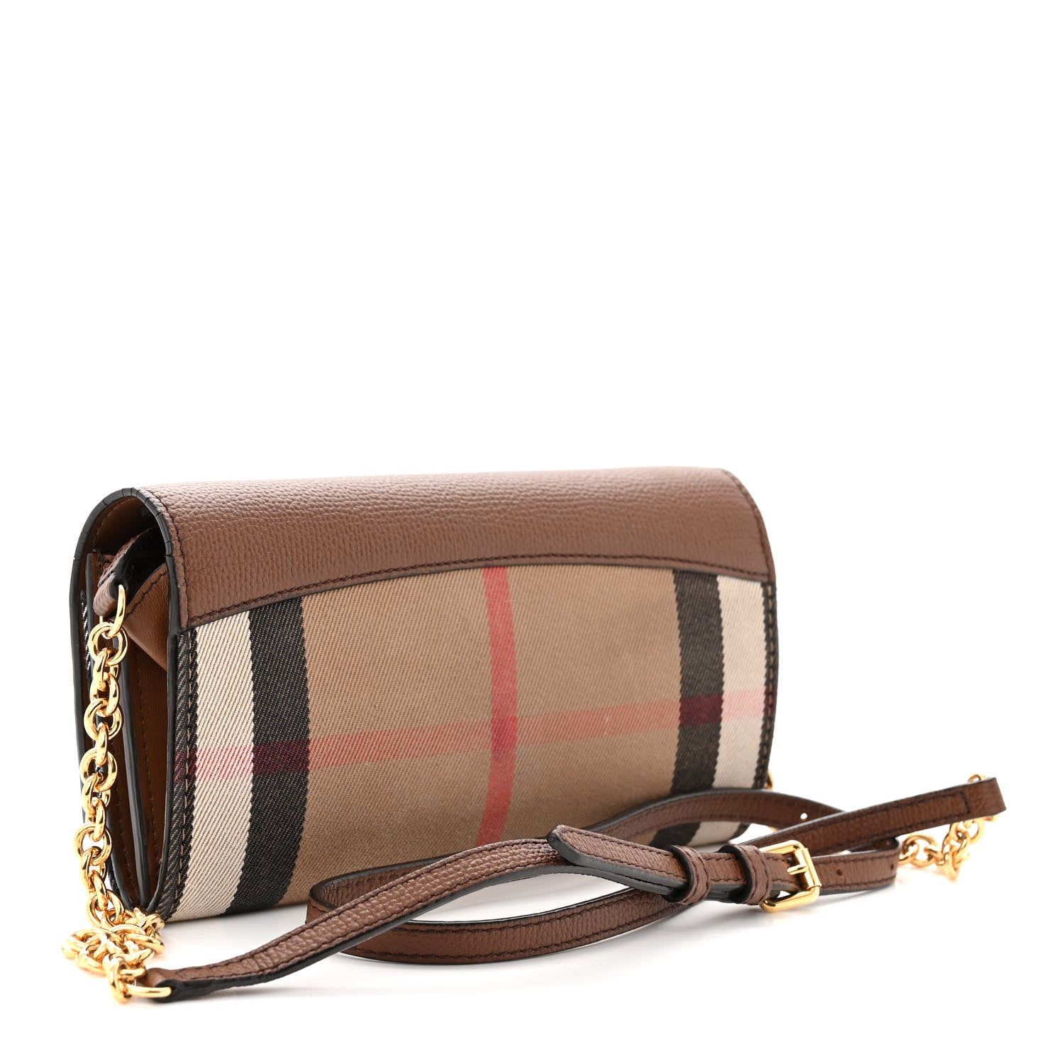 Burberry Derby Calfskin House Check Henley Wallet On Chain Tan 3 of 12