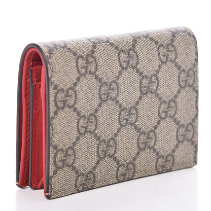 Gucci GG Supreme Monogram Bosco Patch Card Case Wallet Beige Malva Hibiscus Red 3 of 6