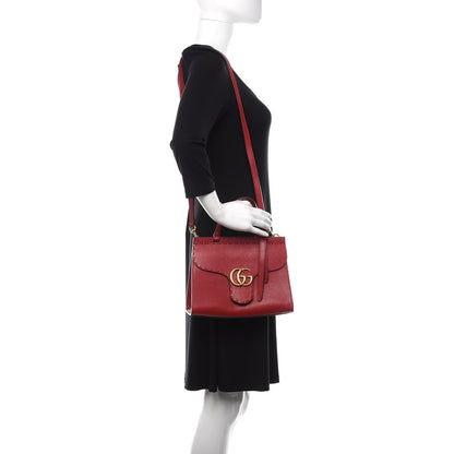 Gucci Calfskin Mini GG Marmont Top Handle Bag Vulcanic Red 2 of 11