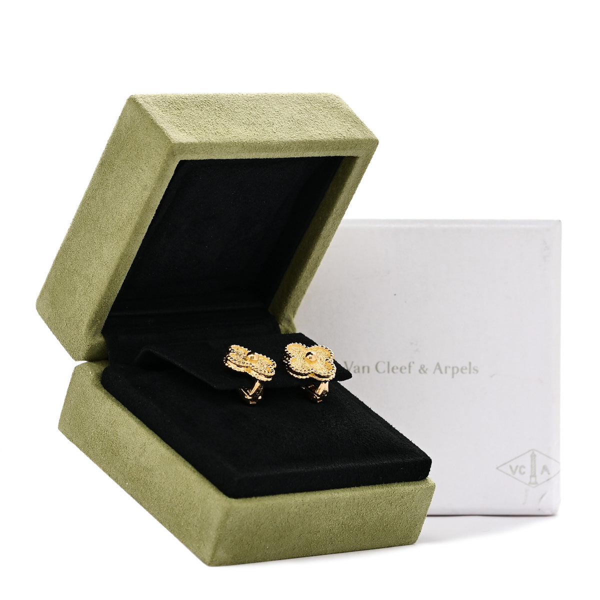 Van Cleef & Arpels 18K Yellow Gold Vintage Alhambra Earrings 5 of 5