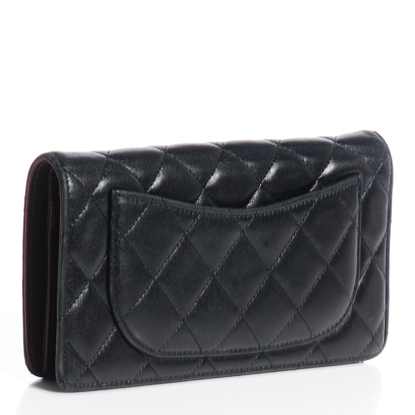 Lambskin Quilted Yen Wallet Black