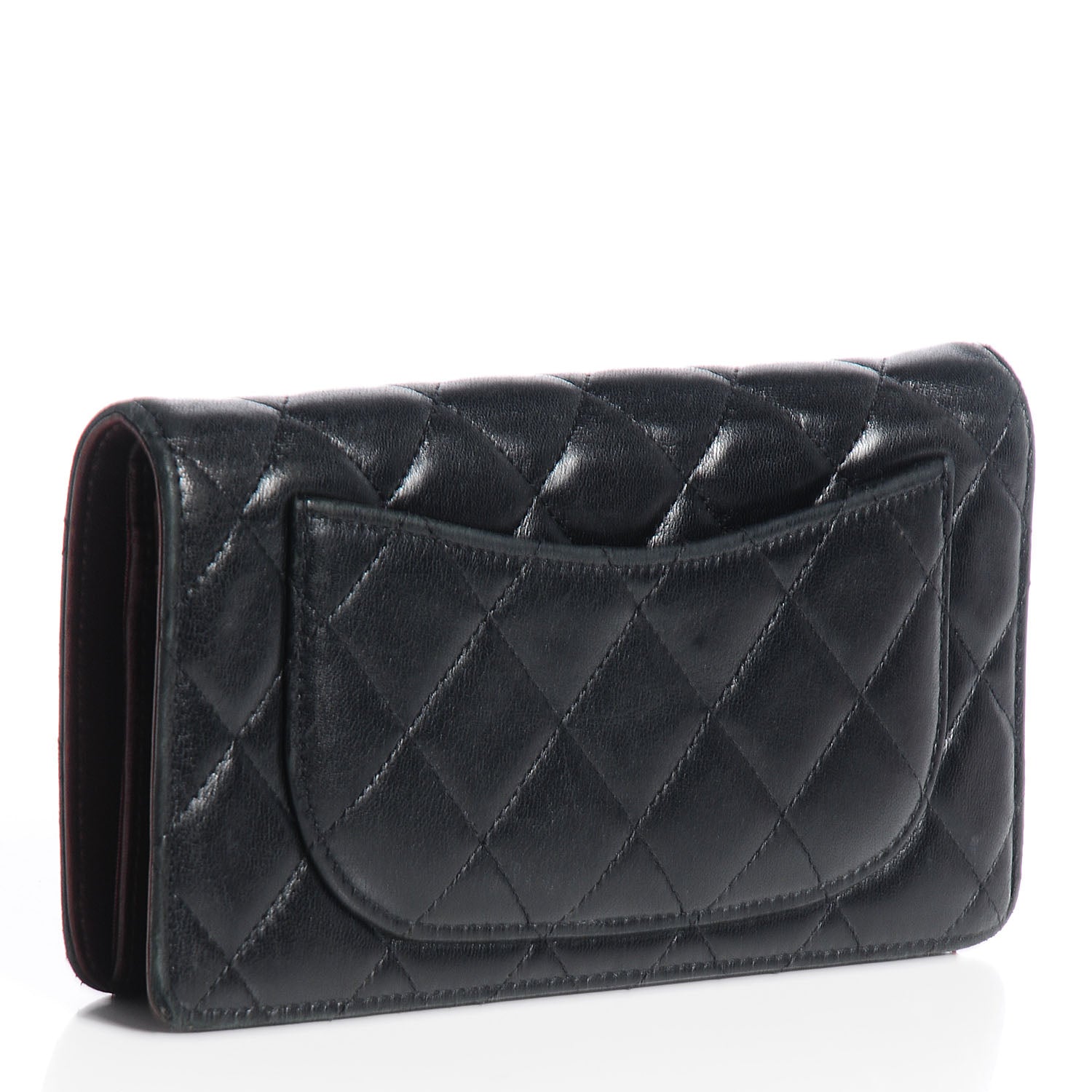 Chanel Lambskin Quilted Yen Wallet Black 3 of 8
