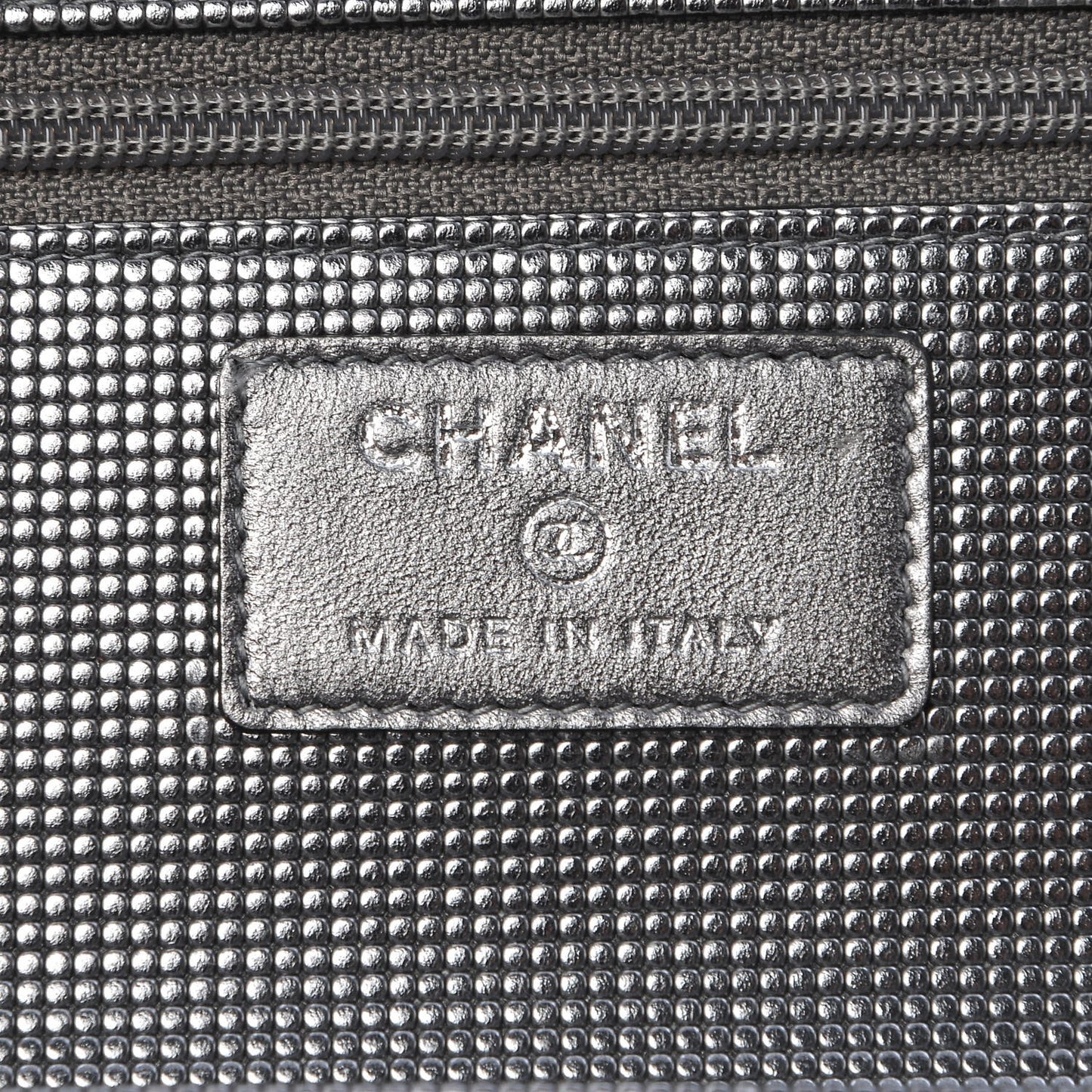 Metallic Calfskin Quilted Pixel Effect Wallet on Chain WOC Silver