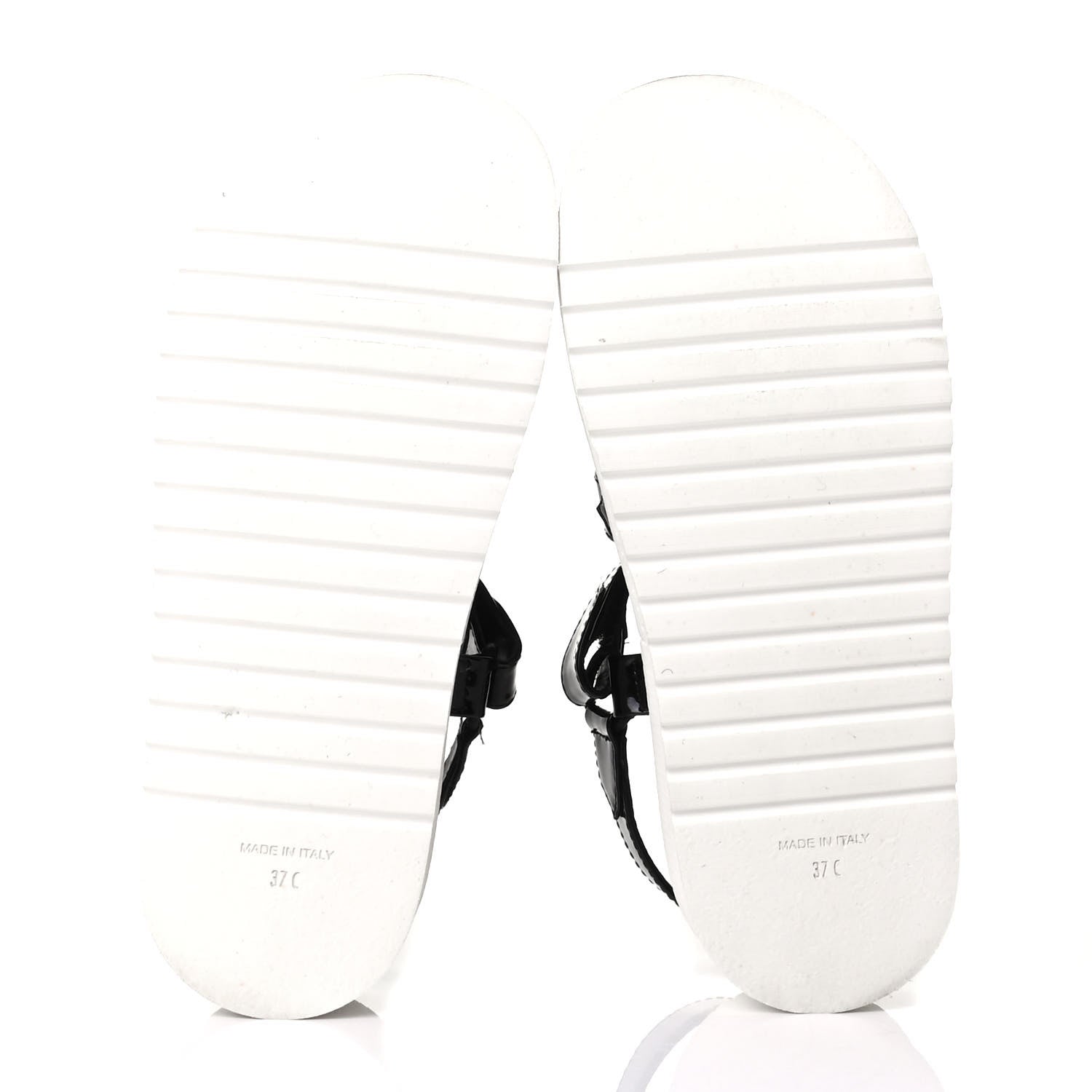 Chanel Patent Calfskin Velcro Dad Sandals 37 Black 4 of 8