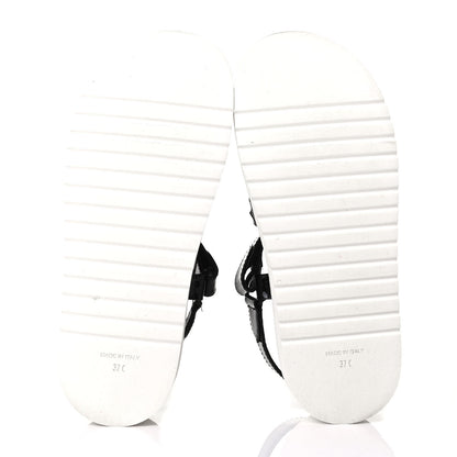 Chanel Patent Calfskin Velcro Dad Sandals 37 Black 4 of 8