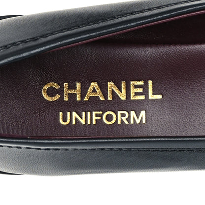 Chanel Lambskin Cap Toe CC Uniform Ballerina Flats 37 Black 7 of 10