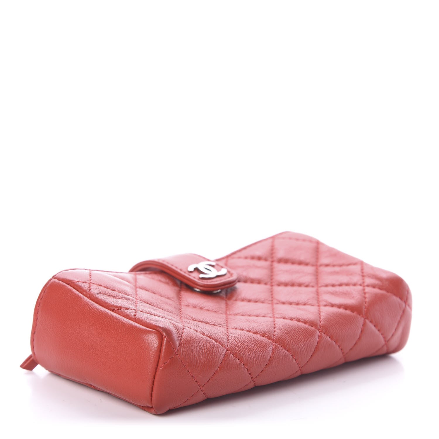 Chanel Caviar Quilted Mini Phone Holder Clutch Red 3 of 7