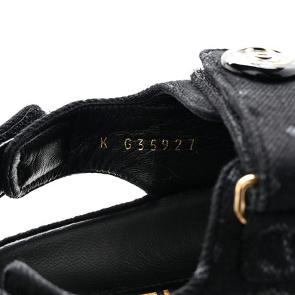 Chanel Denim Printed Dad Sandals 36.5 Black 8 of 13