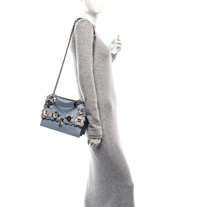Fendi Vitello Liberty Lucido Flowerland Scalloped Studded Kan I Shoulder Bag Azzurro Polvere Multicolor 2 of 10