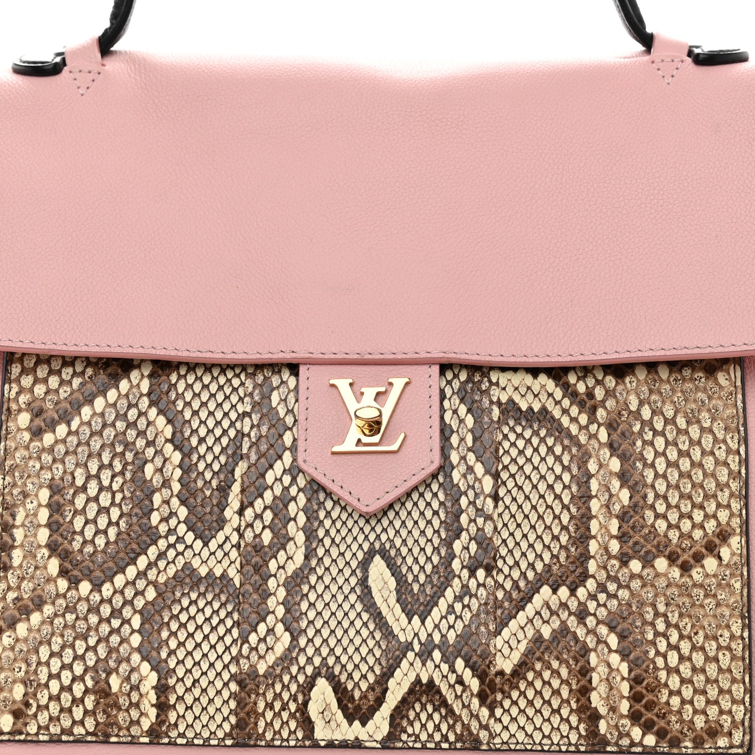 Louis Vuitton Calfskin Snakeskin Lockme MM Rose Ballerine 9 of 17