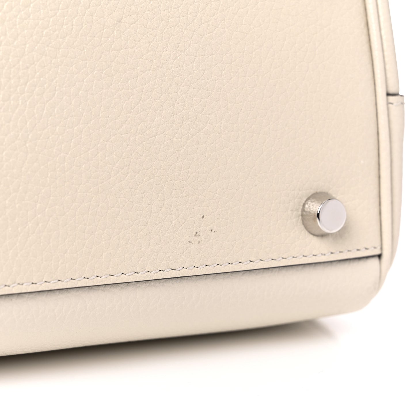 Grainy Calfskin Small Zumi Top Handle Bag Mystic White
