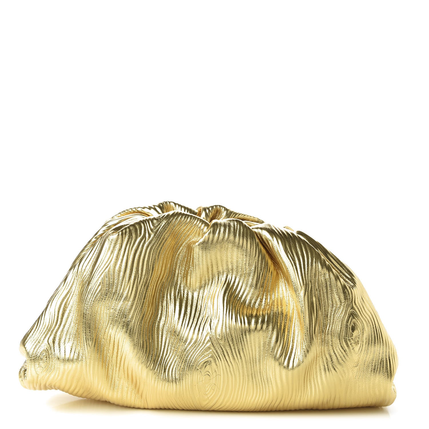 Bottega Veneta Metallic Bark Calfskin Embossed The Pouch Oversized Clutch Oro 1 of 9