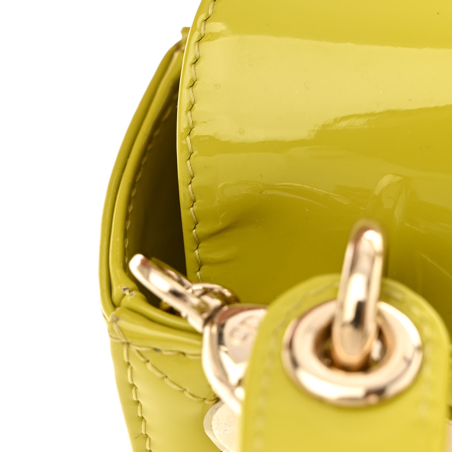 Christian Dior Patent Cannage Mini Lady Dior Lime Yellow 13 of 13