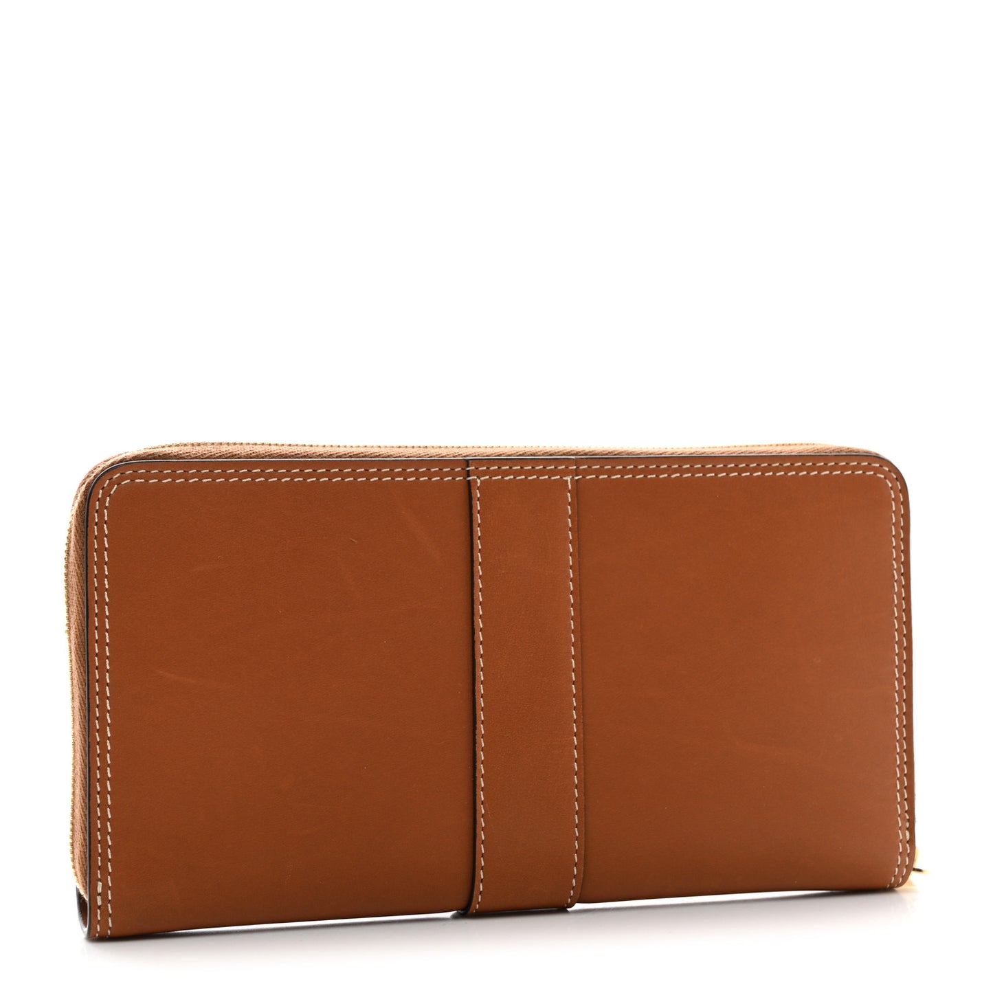 Natural Calfskin Large Zip Around Multifunction Wallet Tan