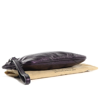 Burberry Metallic Grainy Calfskin Nevin Large Pouch Blackberry 4 of 10