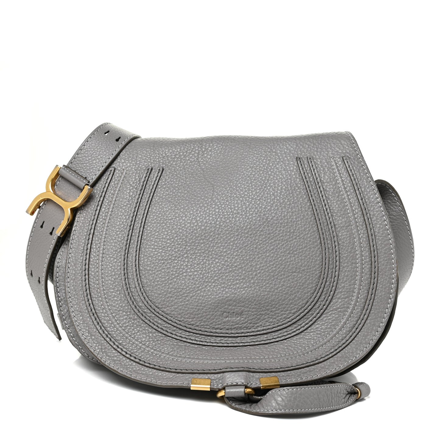 Calfskin Medium Marcie Round Crossbody Bag Cashmere Grey