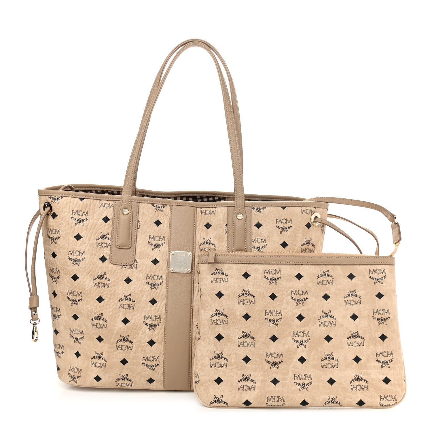 MCM Visetos Medium Liz Reversible Shopper Tote Beige 1 of 17