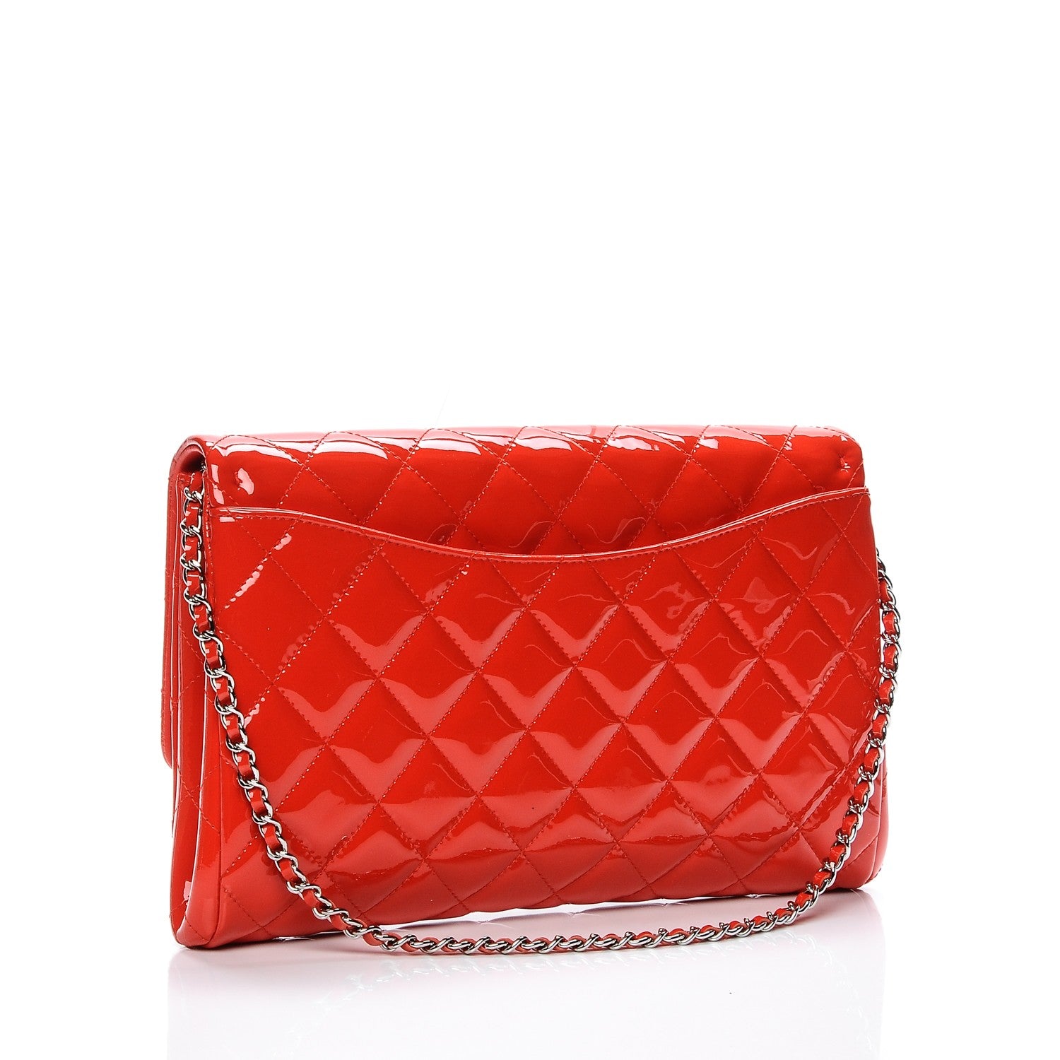 Chanel Patent Quilted Clutch With Chain Flap Red 3 of 6