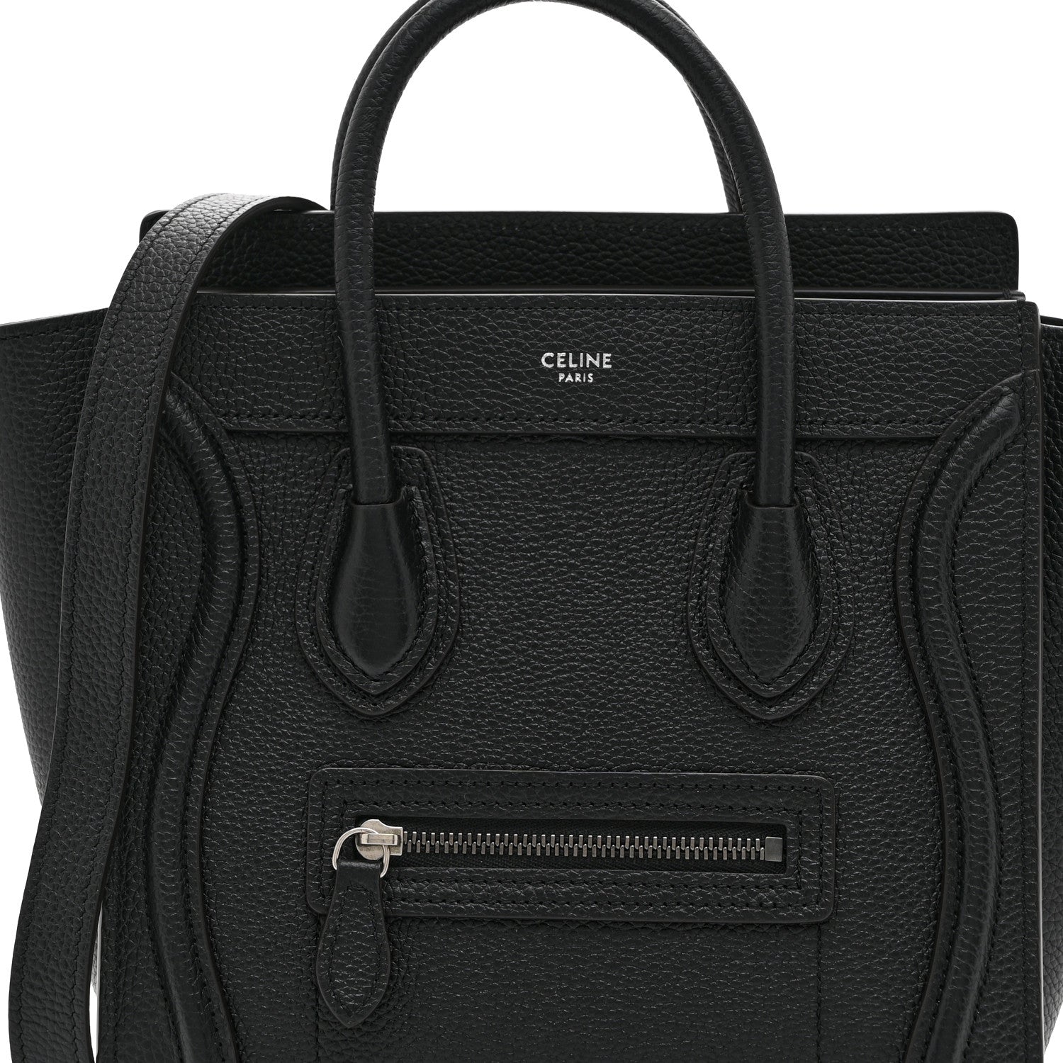 Celine Drummed Calfskin Nano Luggage Black 9 of 11