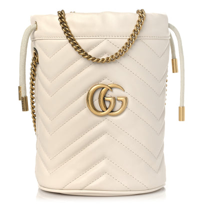 Gucci Calfskin Matelasse Mini GG Marmont 2.0 Bucket Bag White 1 of 10