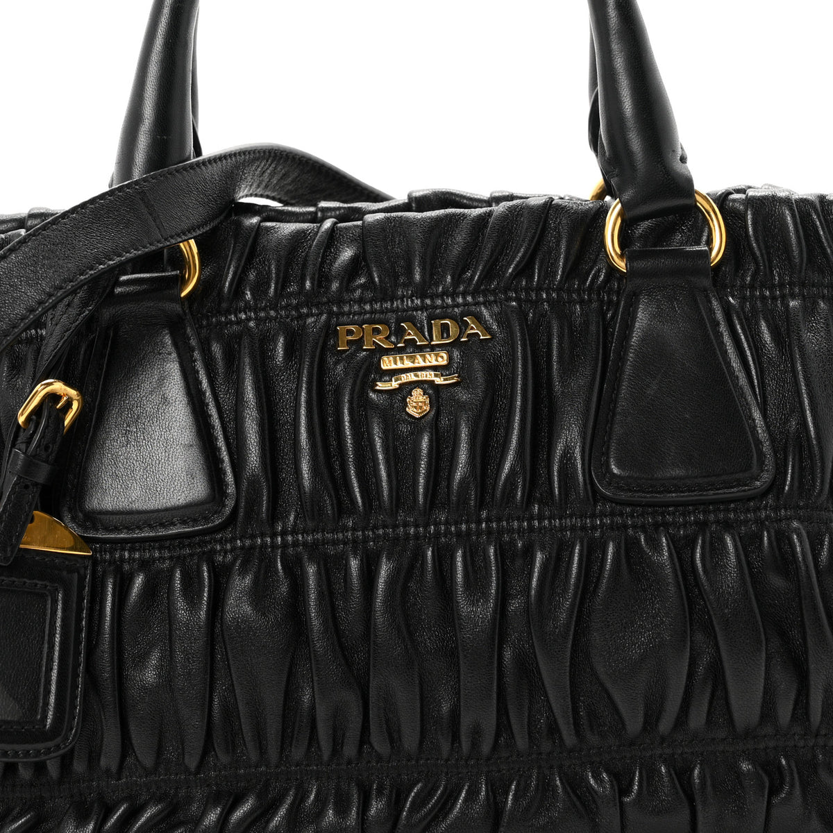 Nappa Gaufre Shopping Satchel Black