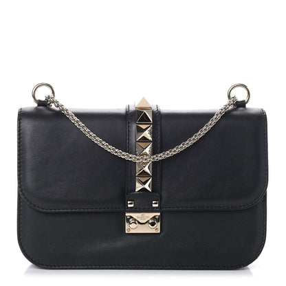 Valentino Garavani Vitello Medium Glam Lock Rockstud Flap Black 1 of 7
