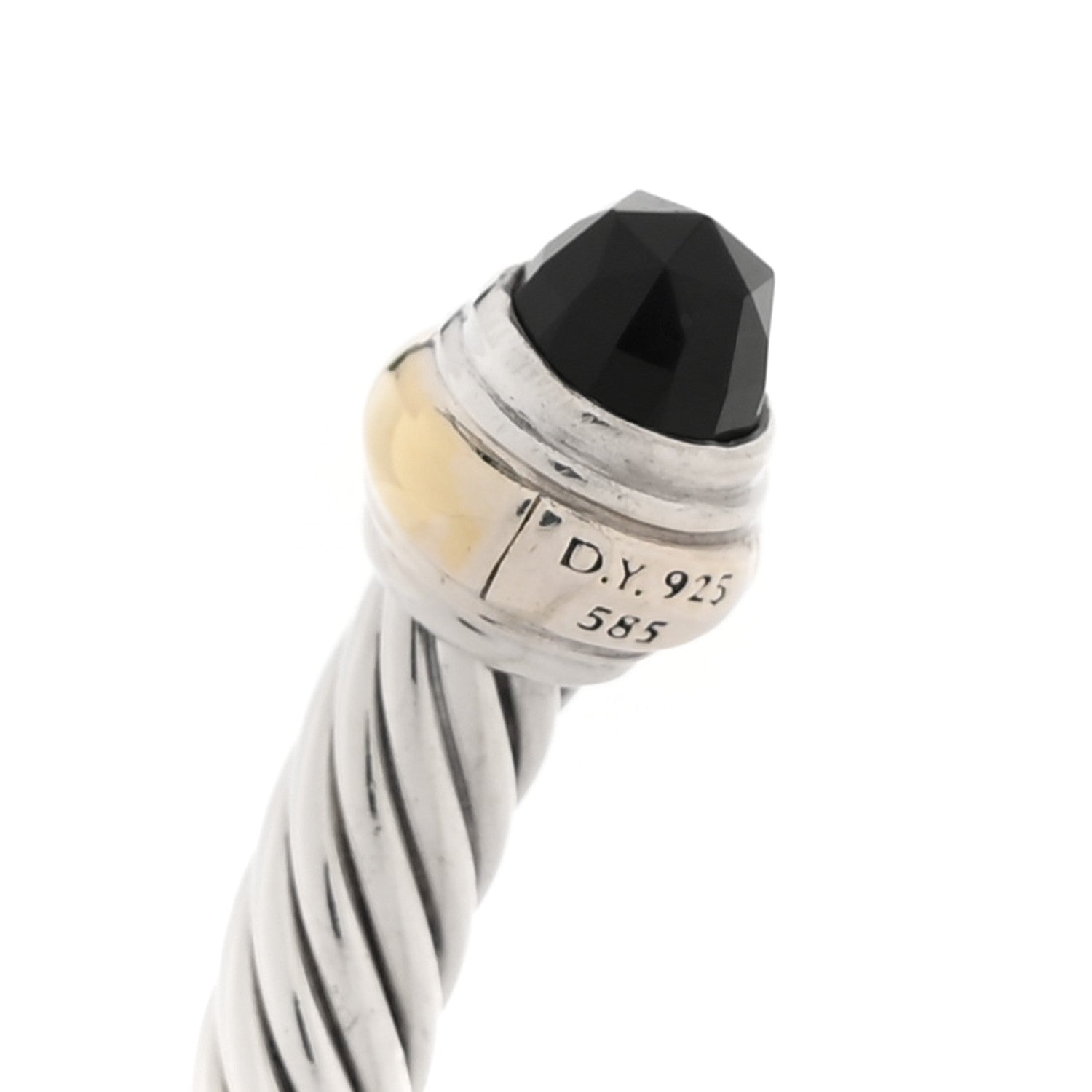 David Yurman Sterling Silver 14K Yellow Gold Black Onyx 5mm Cable Classics Bracelet 3 of 3