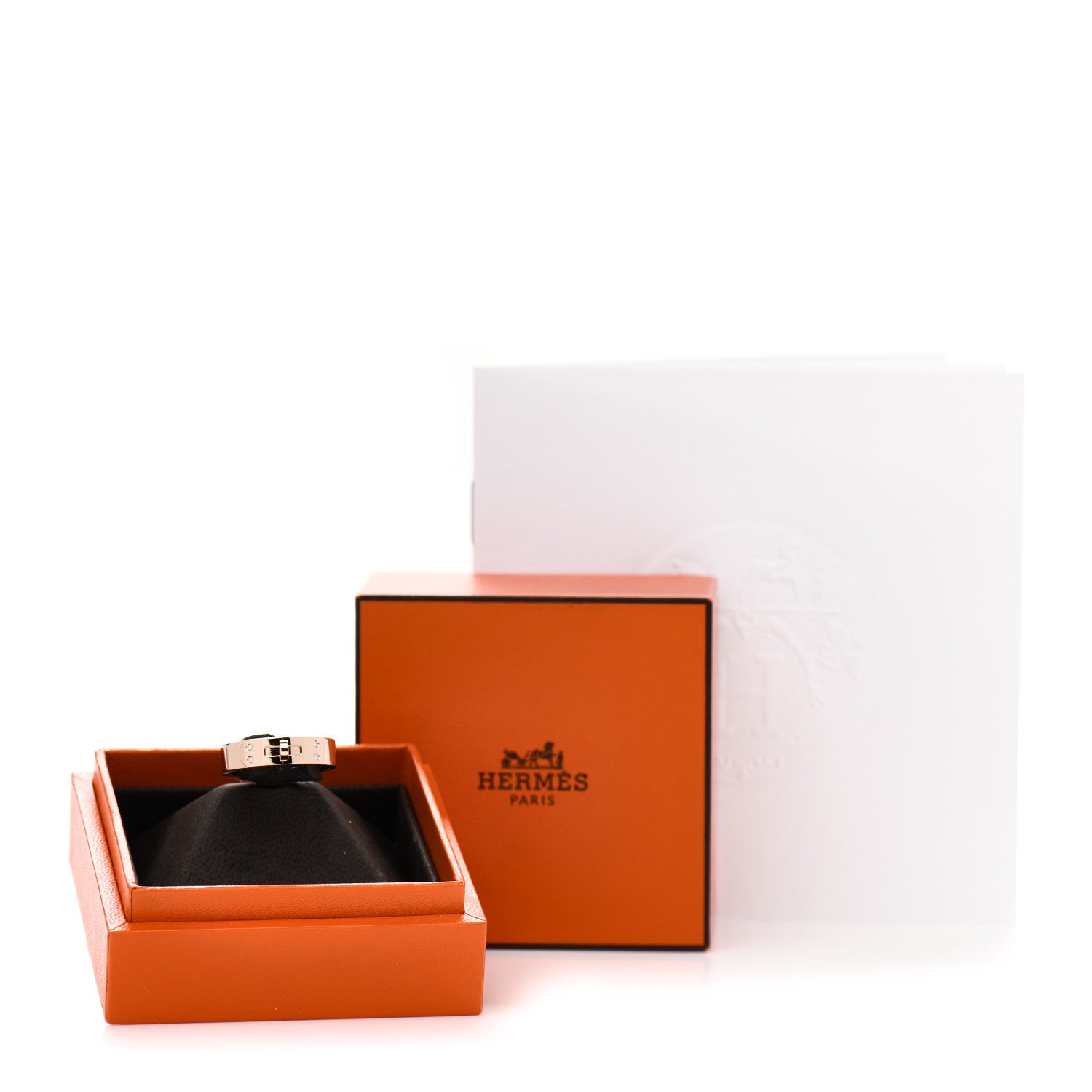 Hermes 18K Rose Gold Diamond PM Kelly Ring 56 7.5 5 of 5