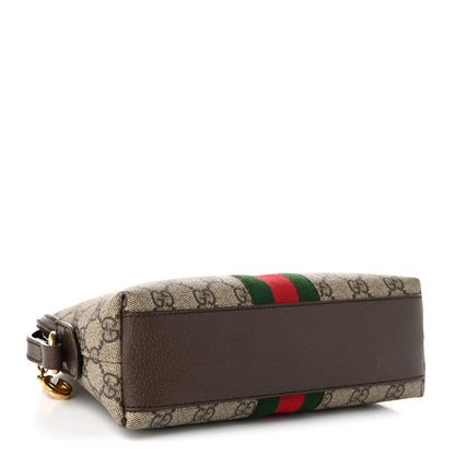 Gucci GG Supreme Monogram Textured Dollar Calfskin Web Small Ophidia Dome Shoulder Bag Beige Ebony New Acero 3 of 9