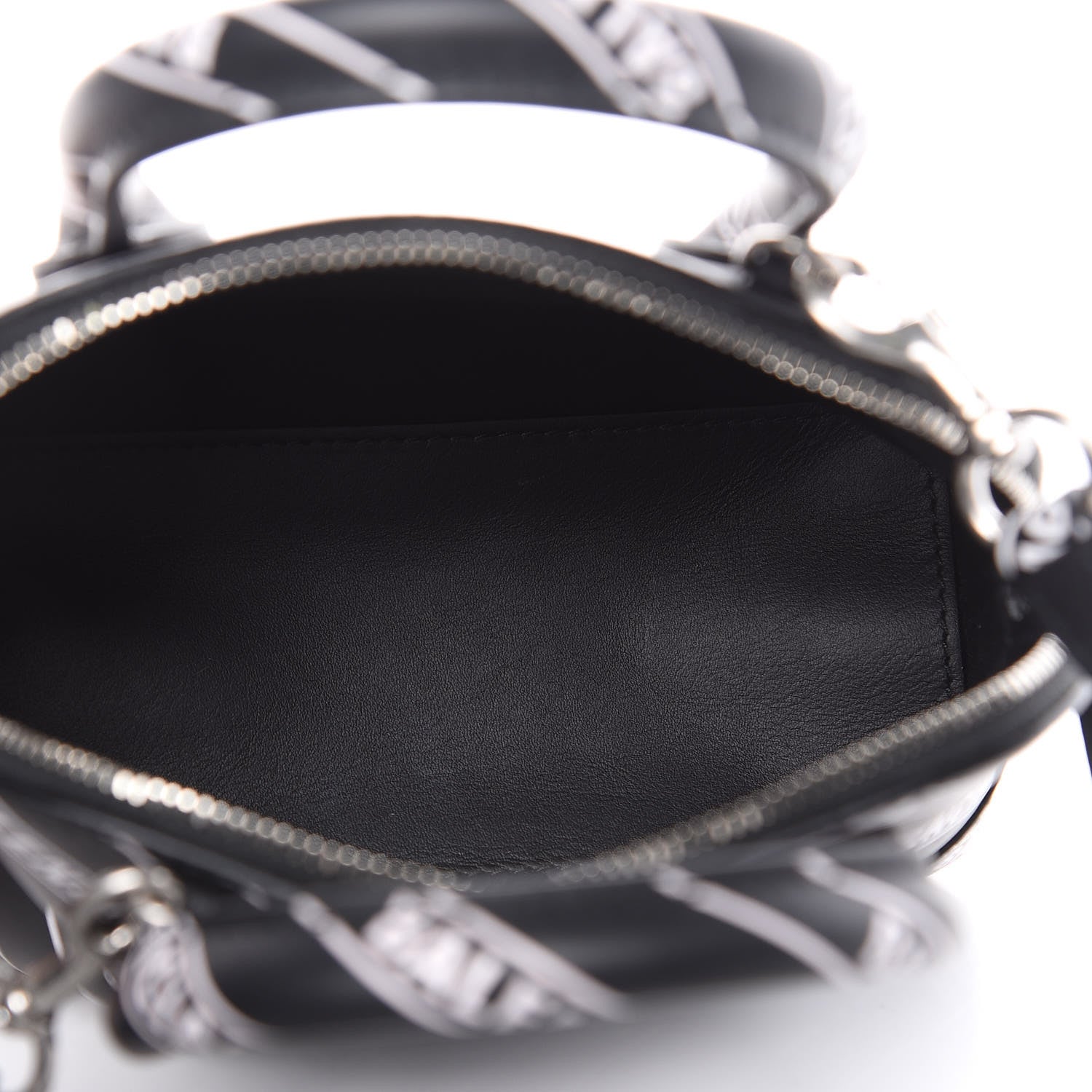 Balenciaga Calfskin Diagonal Allover Logo Print XXS Ville Top Handle Bag Black White 5 of 9