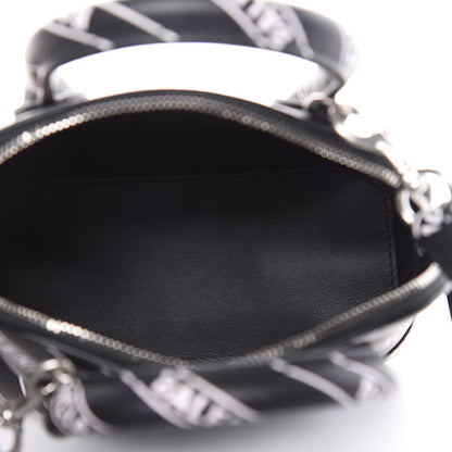 Balenciaga Calfskin Diagonal Allover Logo Print XXS Ville Top Handle Bag Black White 5 of 9