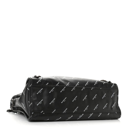 Balenciaga Veau Allover Logo Classic Hardware City Black White 5 of 13