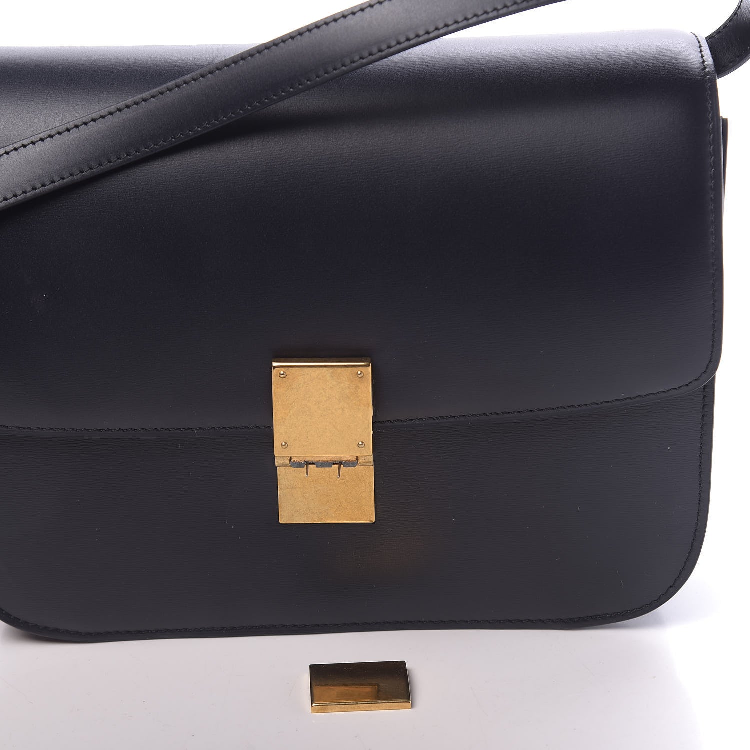 Celine Box Calfskin Medium Classic Box Flap Bag Navy 9 of 13