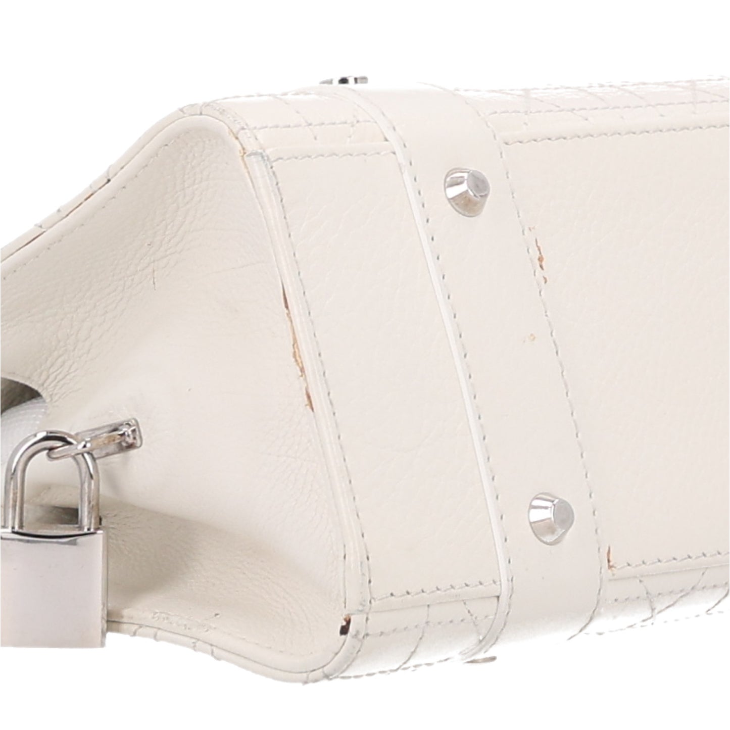 Calfskin Cannage Stitched East West Lady Dior White