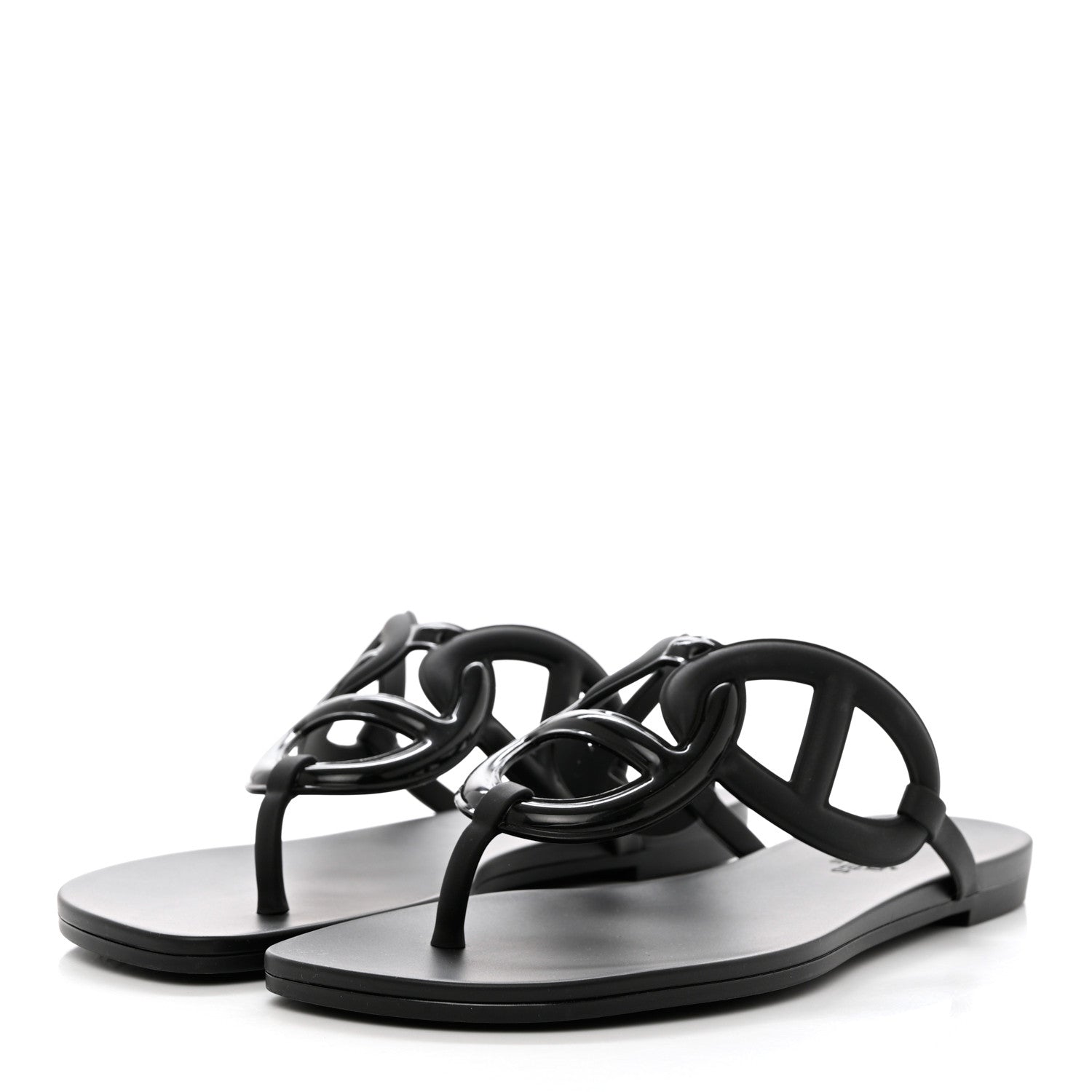 Hermes Rubber Womens Egerie Sandals 38 Black 3 of 9