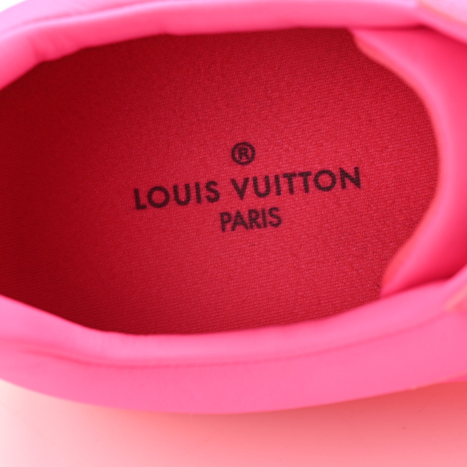 Louis Vuitton Grained Calfskin Embossed Monogram Mens Luxembourg Sneakers 8 Fluo Pink 7 of 11