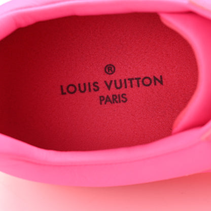 Louis Vuitton Grained Calfskin Embossed Monogram Mens Luxembourg Sneakers 8 Fluo Pink 7 of 11