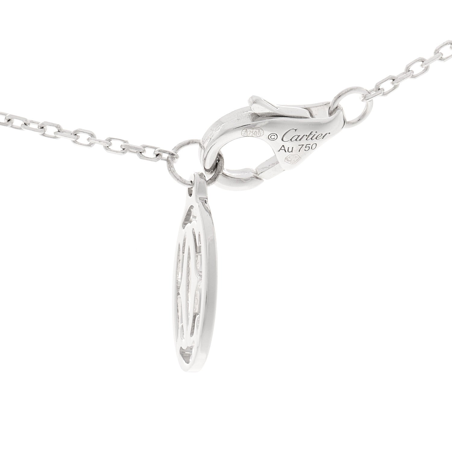 Cartier 18K White Gold Diamond .23ct C De Cartier Pendant Necklace 4 of 5