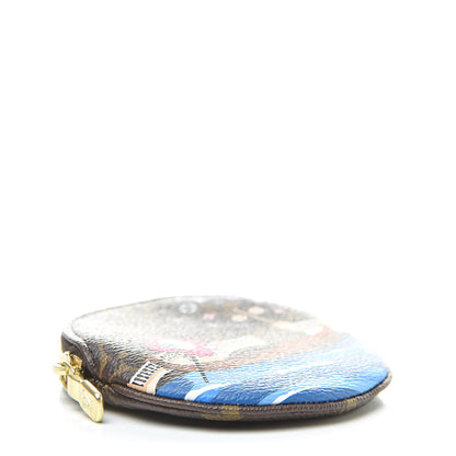 Louis Vuitton Monogram 2019 Christmas Animation Round Coin Purse Blue 4 of 8