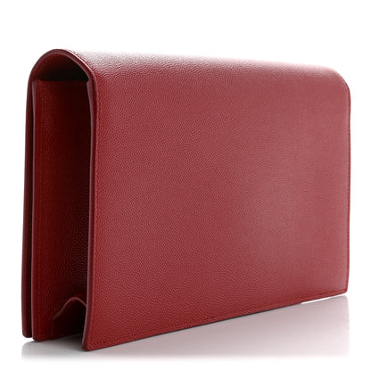 Saint Laurent Grain De Poudre Classic Monogram Kate Clutch New Red 3 of 13