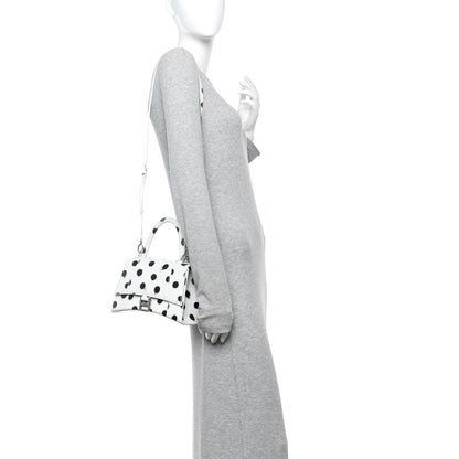 Balenciaga Smooth Calfskin Spray Polka Dot Small Hourglass Top Handle Bag White Black 2 of 10