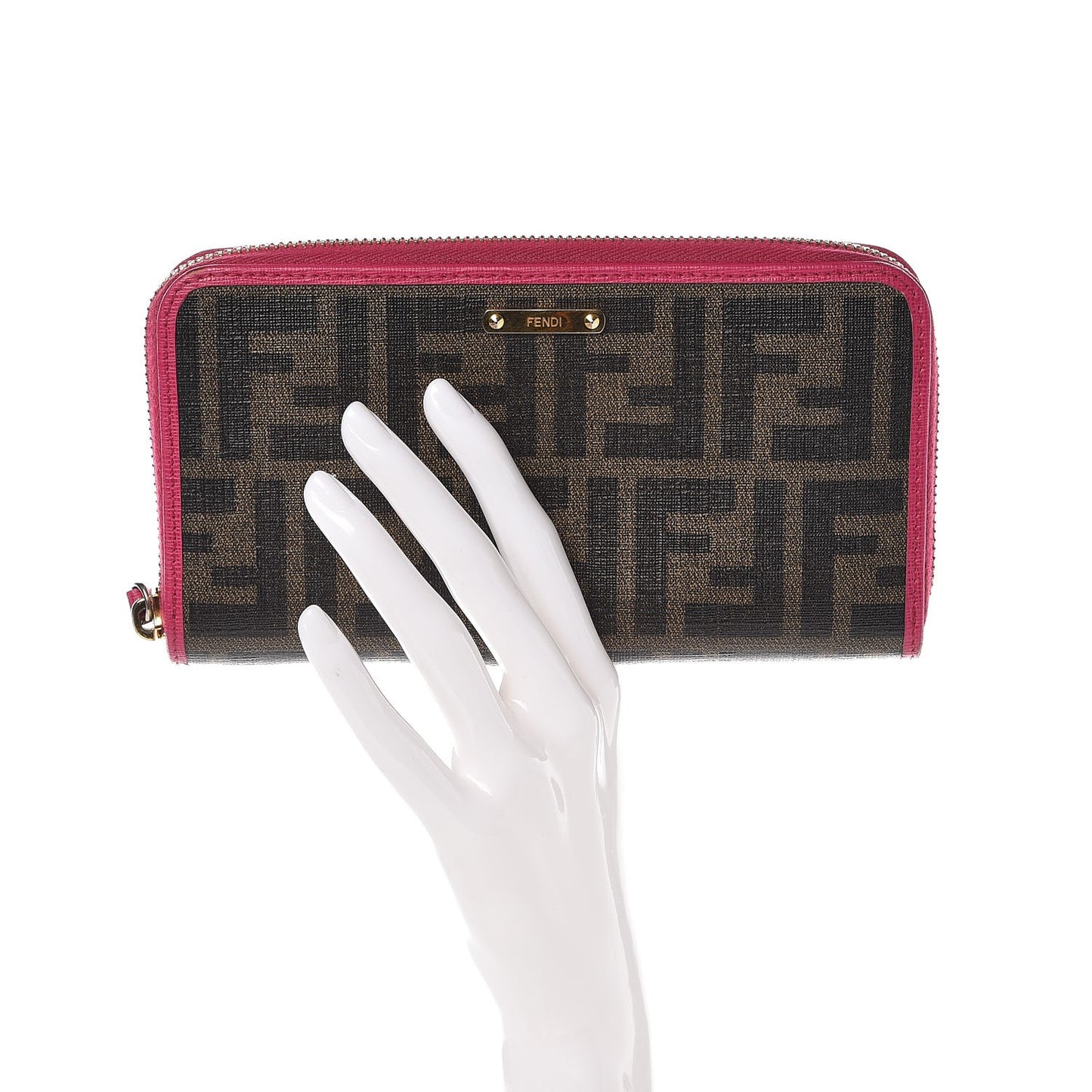 Zucca Spalmati Vitello Elite Zip Around Wallet Tobacco Ciclamino