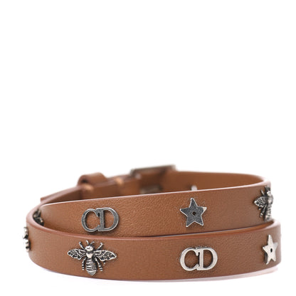 Christian Dior Calfskin Bee Double Bracelet Brown 1 of 4