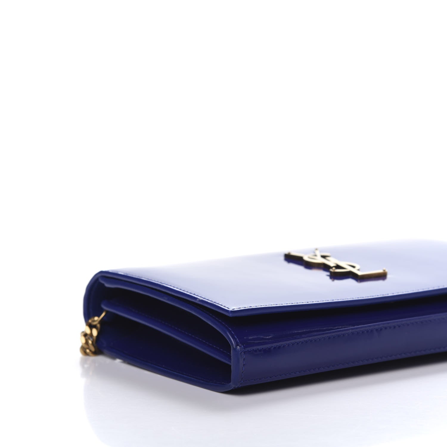 Saint Laurent Patent Calfskin Monogram Kate Wallet On Chain Royal Blue 6 of 11