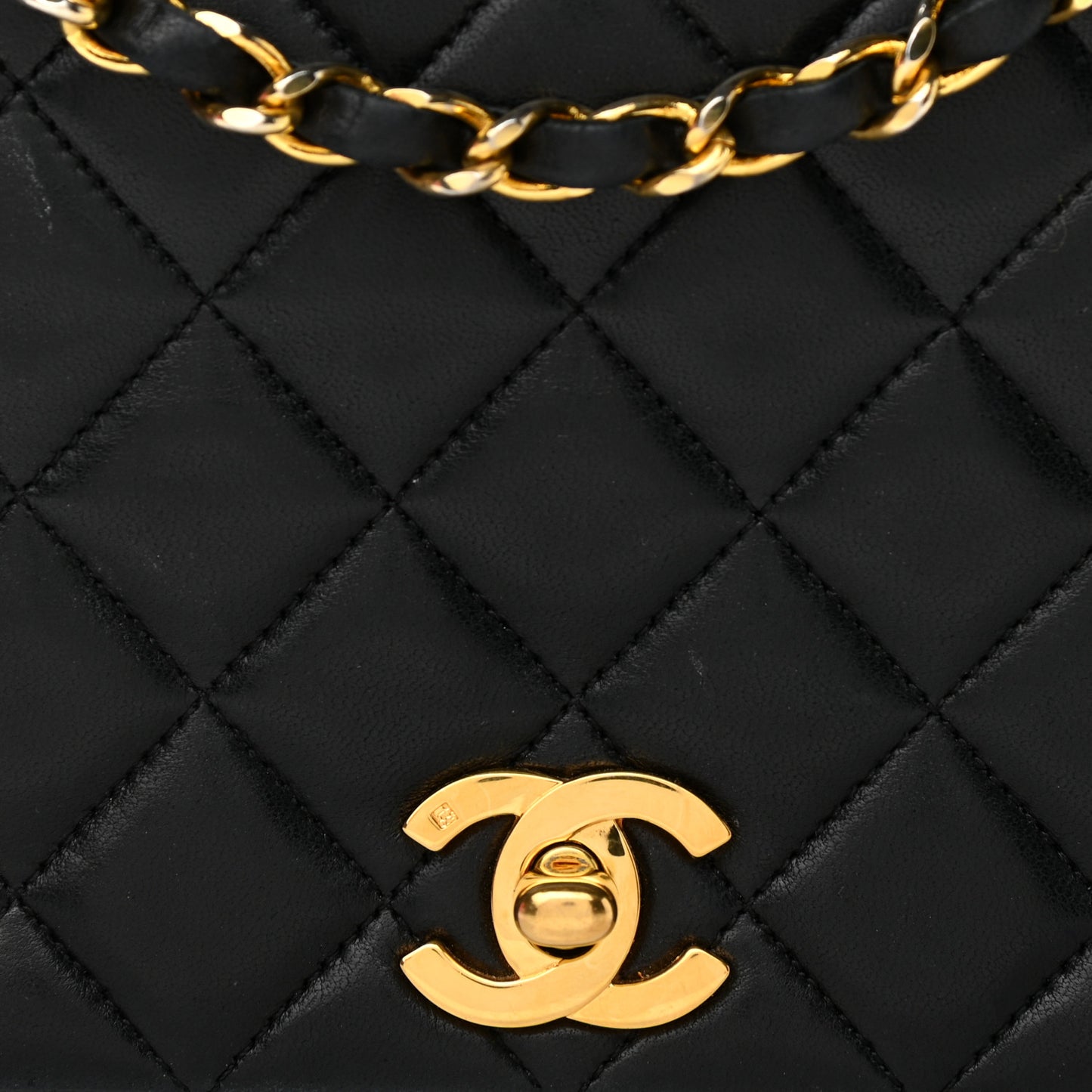 Lambskin Quilted Small Single Flap Black